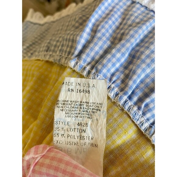 Vintage Baby Girl 3-6 Mo Pink Yellow Blue Check Gingham Ruffled Eyelet Sun Dress - Picture 8 of 8